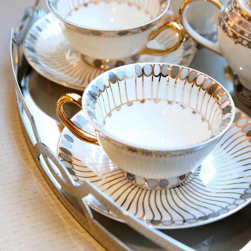 European home example room adornment sitting room tea table light key-2 luxury furnishing articles wind ceramic coffee set, tea set decoration