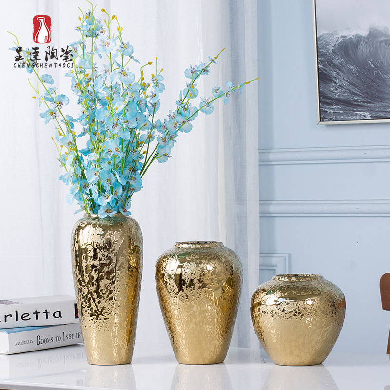 Jingdezhen ceramic European golden vase furnishing articles sitting room flower arranging creative porcelain decoration Nordic marriage office