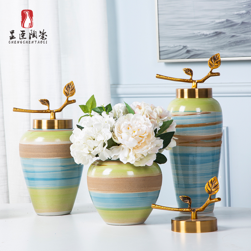 Jingdezhen porcelain furnishing articles sitting room tea table wine table decoration vase color ceramic bottle of flower arranging art suits for