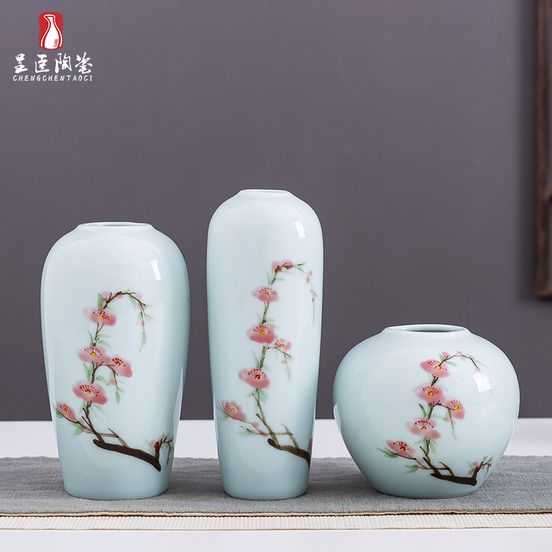 Jingdezhen manual painting ceramic vases, modern creative tea table desktop furnishing articles decorations suit flower vase