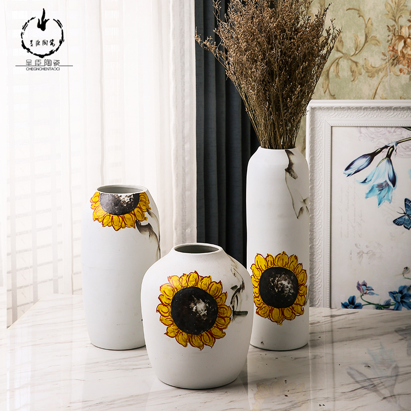 Modern European contracted sitting room place dry flower vases, flower arrangement home decoration of jingdezhen ceramic vases, small ornament