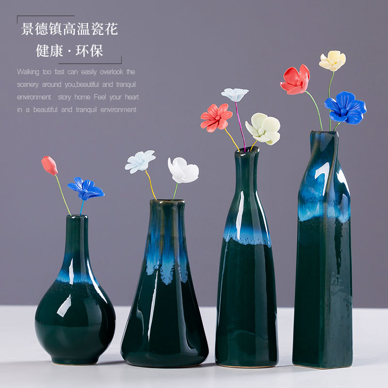 Jingdezhen ceramic hanging vases flower arranging furnishing articles I and contracted sitting room small and pure and fresh Nordic TV ark, adornment