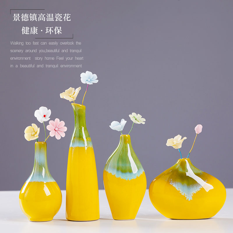 Jingdezhen ceramics sitting room small and pure and fresh flower vase contracted Nordic table bedroom adornment is placed by hand