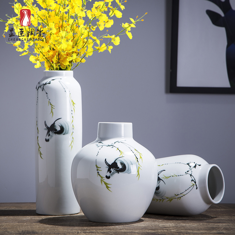 Jingdezhen ceramic vases, I and contracted white tea table desktop furnishing articles ornaments flower arranging wide expressions using porcelain vase