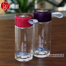 Xinuo glass Single-layer thickened rope portable men and women couples make tea cups Transparent teacups free printing