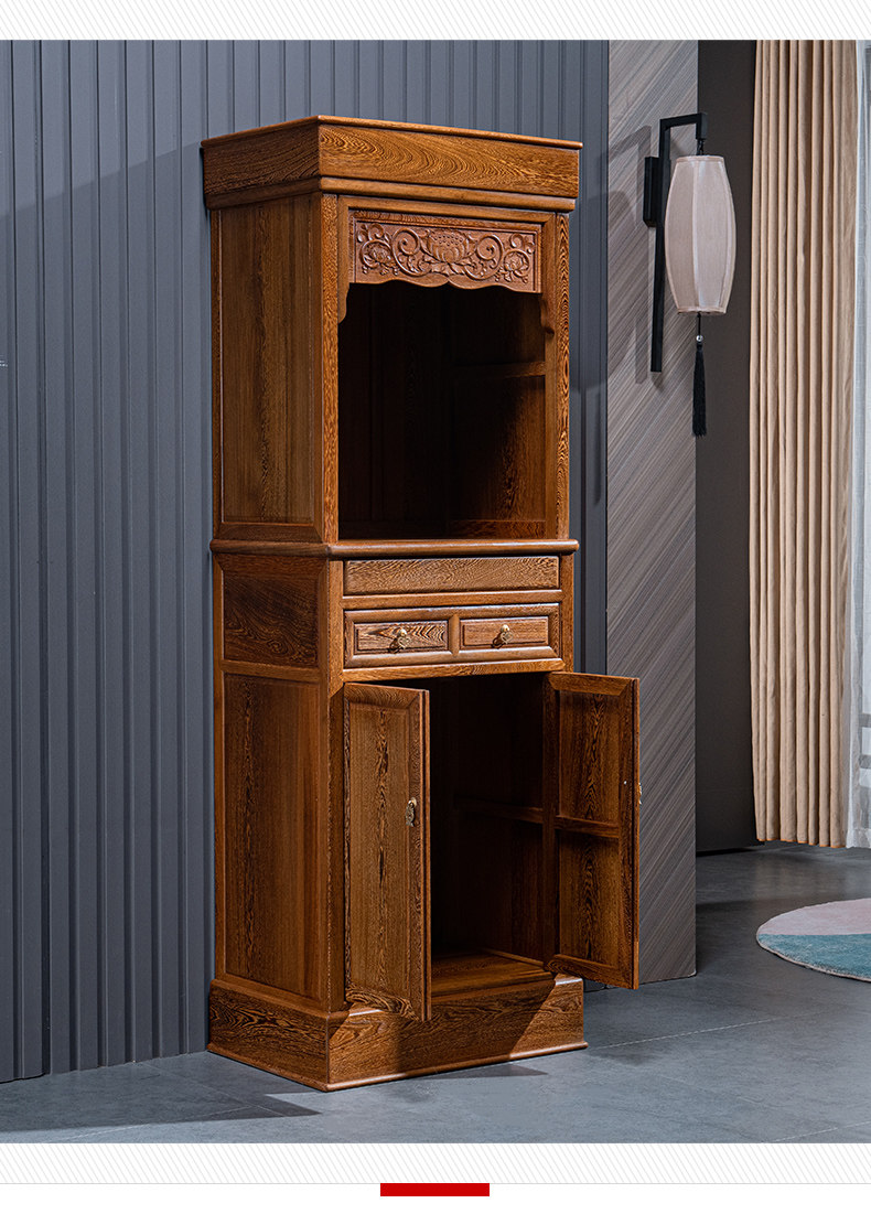 鸡翅木佛龛带柜带抽财神爷家用红木神龛供奉桌新中式实木神台供台