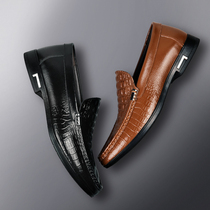 Mens casual shoes 2021 new business British Joker crocodile Bean shoes mens leather shoes mens Korean shoes men