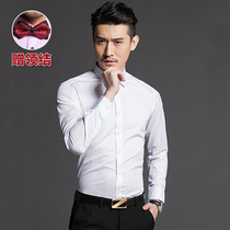 Summer best Man Group clothes Brotherhood shirt long sleeve wedding dress white suit groom shirt dress tide