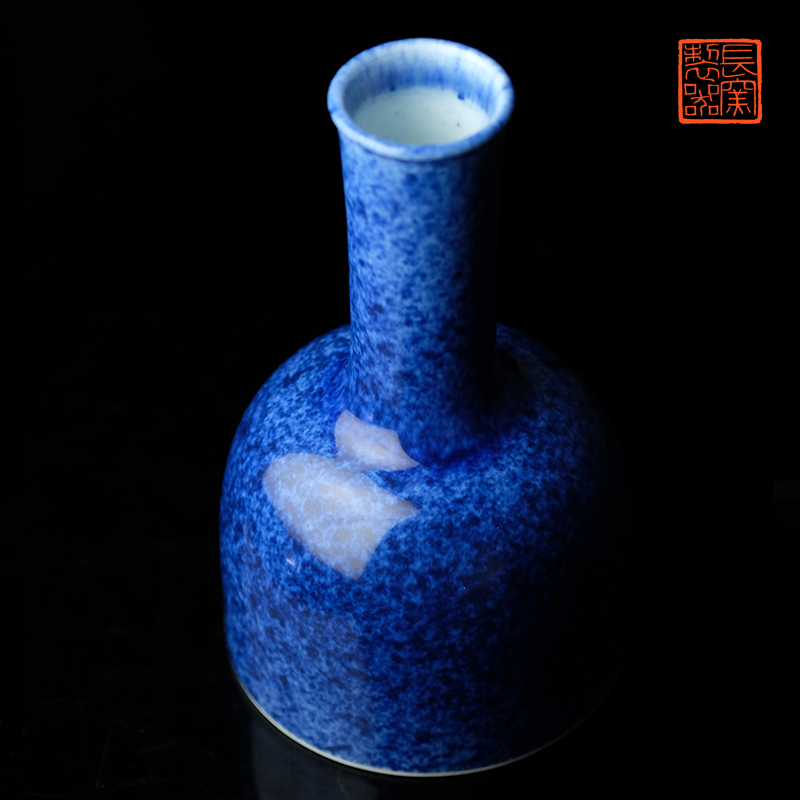 Offered home - cooked at flavour with blue glaze double statute of lu jingdezhen manual archaize ceramic flower vases, display furnishing articles