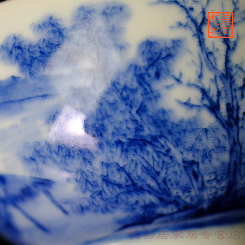 Long up offered home - cooked wen - bo xiong the teacher in hand - made maintain blue ocean 's sing night fishing cup of archaize of jingdezhen tea service