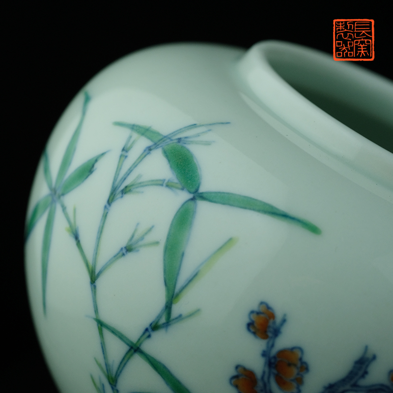 Offered home - cooked ju long up controller yongzheng hand - made bucket color painting of flowers and tea canister of jingdezhen tea service by hand