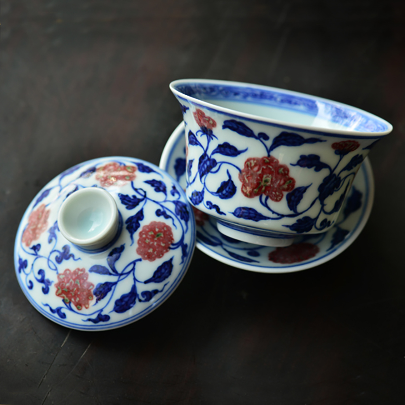 Offered home - cooked in hand - made porcelain lotus only three tureen youligong tangled branches of jingdezhen ceramic tea cup tea bowl