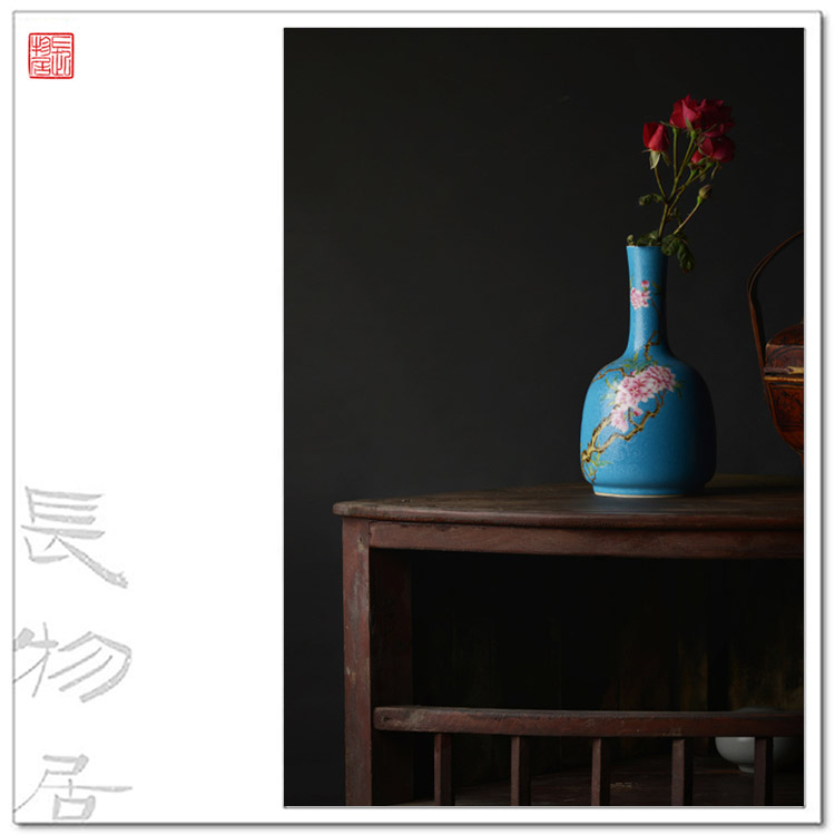 Offered home - cooked in pastel blue scramble for flower prunus persica bell statute of jingdezhen manual archaize ceramic flower vases, furnishing articles