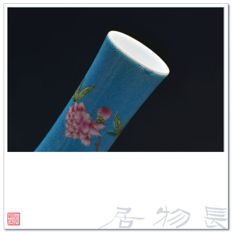Offered home - cooked in pastel blue scramble for flower prunus persica bell statute of jingdezhen manual archaize ceramic flower vases, furnishing articles
