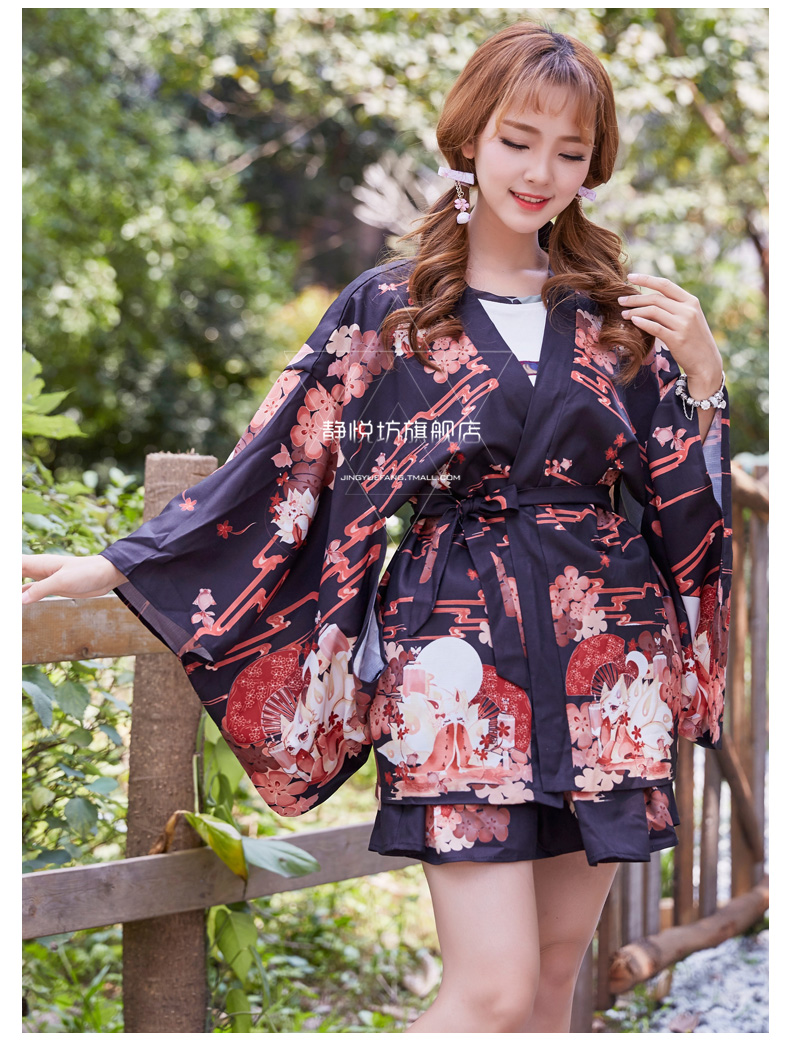 呆萌小狐仙日常外套 和风羽织和短裙 百鬼夜行浴衣日式和服开衫