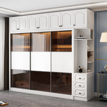 Wardrobe modern simple sliding door household bedroom Nordic economical small apartment cabinet bag installation sliding door wardrobe