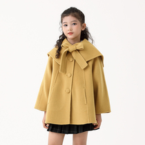 Navy-faced cashmere boy girl new wool in winter coat Korean version of pure handmade foreign jacket