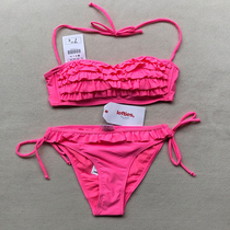 Export European and American women adult front breast lace smear breast bikini neck strap sexy triangle split swimsuit