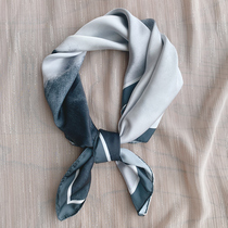 Small silk scarf female spring and autumn Joker chic70 small square scarf Korean scarf literary multi-functional decorative headscarf tie bag