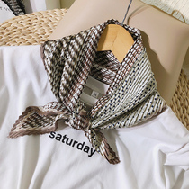 Spring and Autumn Korean version of chic small silk scarf women Summer foreign style pleated 0 small square scarf Joker 7 decorative scarf scarf hair band