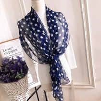 Long summer sunscreen beach silk scarf women Joker Four Seasons thin silk scarf scarf polo point tourist shawl seaside