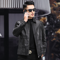 The first goat leather leather coat male leather short leisure leather jacket turned over the leather jacket and the new autumn and winter Haining