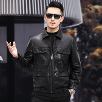 Men's leather jacket leather oil cocktail short leather leather leather leather male new Haining 2021