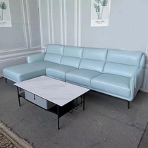 Italian leather sofa top layer cowhide Tivni blue Royal wind leather sofa chair armrest solid wood inner frame