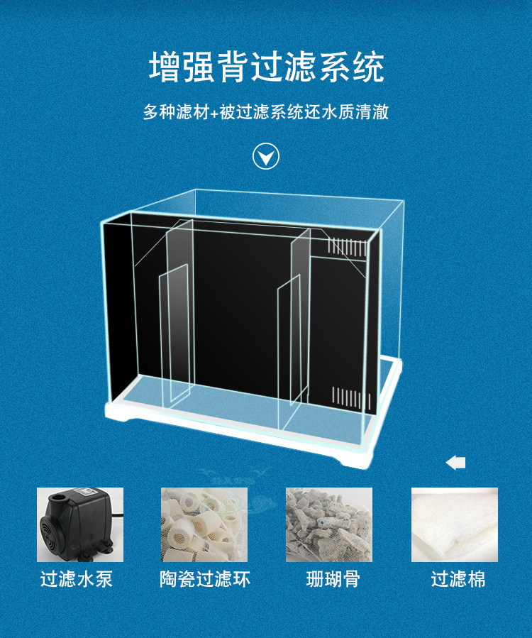 超白玻璃海水鱼缸 40小海缸 背滤缸 桌面水族箱 三湖缸 珊瑚1