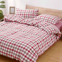 All cotton water and cotton three four sets of pure-color simple plaid pure cotton striped pure cotton sheet pillowcase