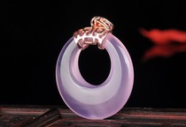 One yuan auction natural chalcedony buckle pendant Violet agate buckle jade pendant