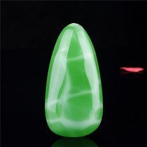 One yuan auction Hetian jade blue and white seed material handlework emerald green white jade hand play piece piece original stone waist piece