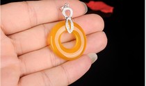 One yuan auction natural chalcedony buckle pendant s925 silver agate safe buckle jade pendant