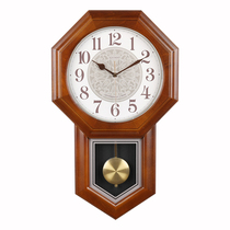 Jin Zhongbao large solid wood wall clock living room European hourly time clock bedroom silent decorative quartz clock