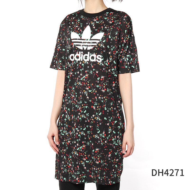 Adidas/阿迪达斯官方正品三叶草女子短袖圆领运动连衣裙FL0041