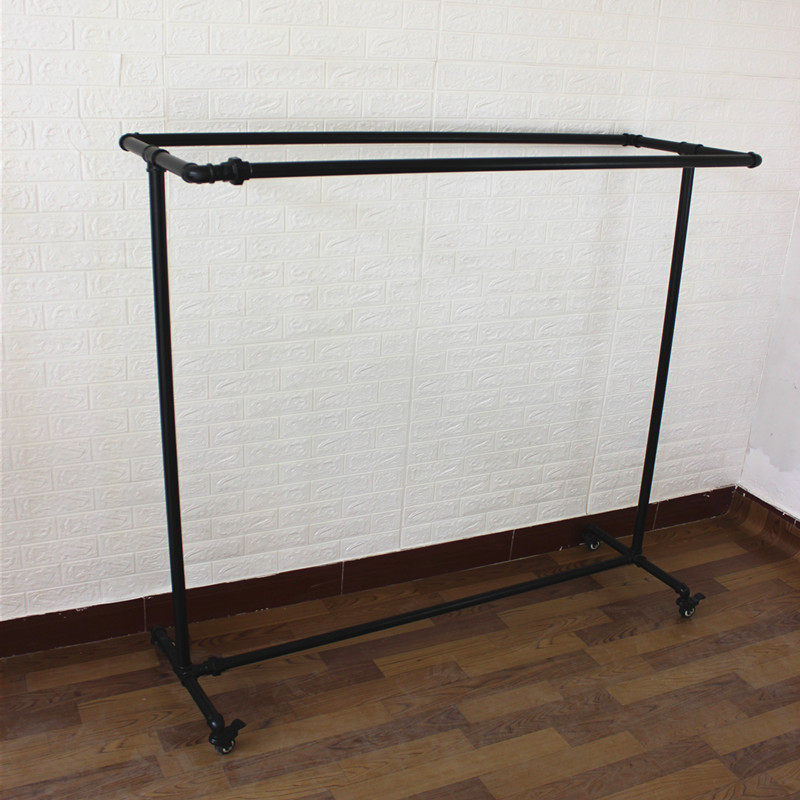 水管服装架带轮龙门架晾衣落地架单杆 挂衣架服装展示架加厚