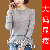 Fatty Plus Size Long Sleeve Knitted Sweater Womens 200 Jin Fat mm Cardigan Top Western Loose base shirt Sweater
