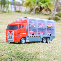 Simulation fire military engineering police car combination car transport container car Childrens toys 3-6-8-9 Gifts