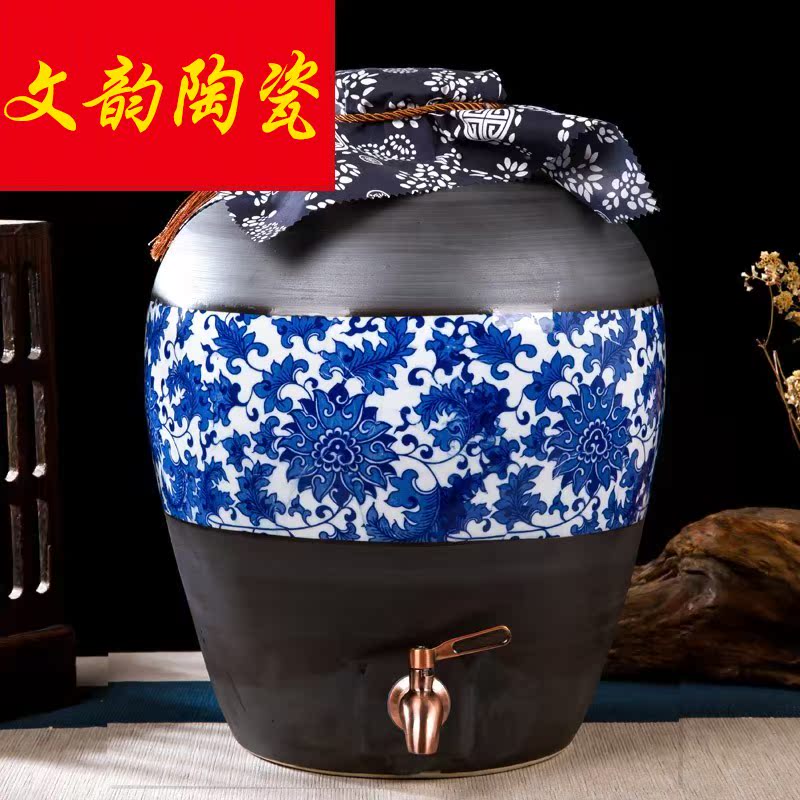 Jingdezhen ceramic jar 10 jins of 50 pounds to restore ancient ways mercifully jars empty bottles of blue and white wine bottle grinding