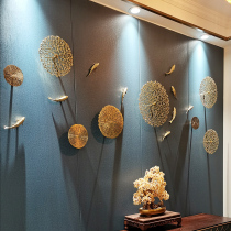 New Chinese light luxury living room entrance sofa background wall decoration Zhaocai brass wall pendant wall decoration