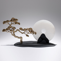 New Chinese style welcome pine home furnishings living room entrance wine cabinet decorations office modern light luxury lucky tree copper