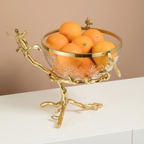 Nordic light luxury creative fruit tray home TV cabinet coffee table desktop decorations all copper bird storage ornaments