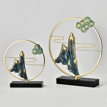 New Chinese light luxury style Zen landscape square round living room porch art decoration Villa clubhouse model room