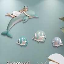 Creative dolphin girl heart wall hanging childrens room layout bedside bedroom kindergarten wall decoration wall pendant