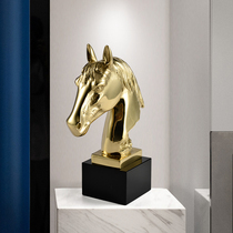 Yilan home all copper horse head decoration decoration model room living room entrance wine cabinet office gift desktop decoration