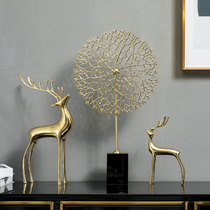 New Chinese light luxury wind lucky fortune coral tree copper deer ornaments model room living room TV cabinet wine cabinet home decorations