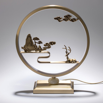 Chinese living room mountain forest deer meditation ornaments bedroom creative bedside table lamp bedroom creative bedside table lamp