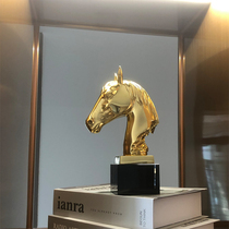 Modern light luxury all-Copper Horse head ornaments model room hotel living room TV cabinet wine cabinet bookcase decorations small furnishings