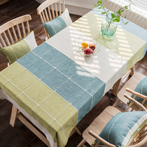 Large tablecloth long rice white tablecloth Blue shooting table mat square European set set meal mat big cloth green lace soft