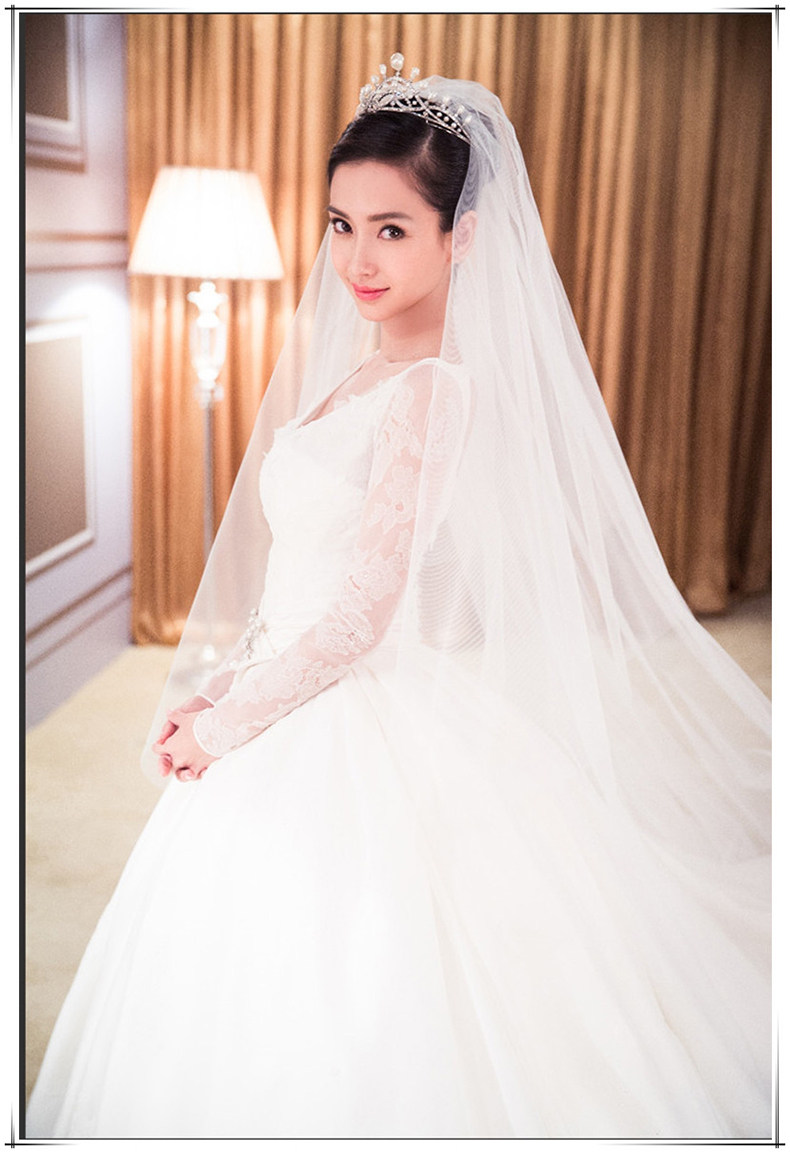 张馨予同款缎面包边法式软头纱新娘结婚新款韩式超长3米旅拍头饰
